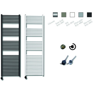 Sanicare Elektrische Design Radiator - 172 x 45 cm - 920 Watt - thermostaat chroom linksonder - inox look HRLEC 451720/I
