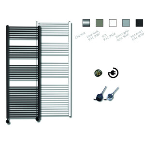 Sanicare Elektrische Design Radiator - 172 x 60 cm - 1127 Watt - thermostaat chroom linksonder - inox look HRLEC 601720/I