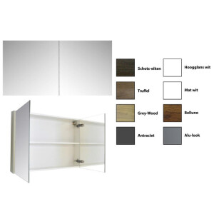 Sanicare Qlassics spiegelkast 120x60x15cm met 2 dubbelzijdige spiegeldeuren hoogglans wit 29.41120Q