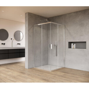 Saniclass Casus Douchecabine - 100x100x200cm - hoekinstap - helder glas - profiel - chroom SAO1142_100_CH