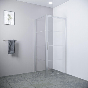 Saniclass Colorem douchecabine 90x90x200cm 8mm helder nano coating glas met frame geborsteld rvs R-MB-C90D-FFF / R-MB-2120-90-FFF