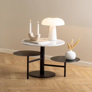 Bendt Salontafel / Bijzettafel 'Saprina' Marmer en staal, Met 3 bladen, kleur Wit