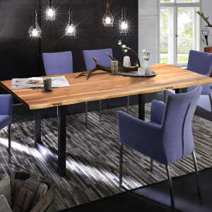 Artistiq Boomstam Eettafel 'Tristina' Acaciahout, 120 x 80cm, kleur Zwart