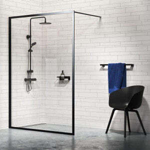 Sealskin Contour inloop douche type A3 118 cm breed, 200 cm hoog, zwart, 6 mm helder veiligheidsglas CCDA31186195100