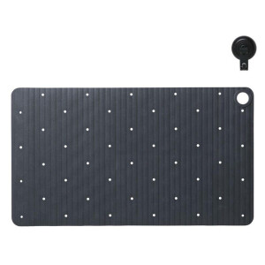 Sealskin Ribb Badmat - 40x70cm - Antislip - inclusief - zwarte haak - Antraciet 800624