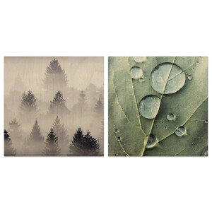 Set van 2 houtprints Misty Woods en Dew Drops | Orangewallz