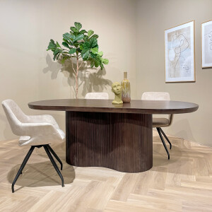 Livingfurn Ovale Eettafel 'Sevilla' Mangohout, 220 x 100cm, kleur Bruin