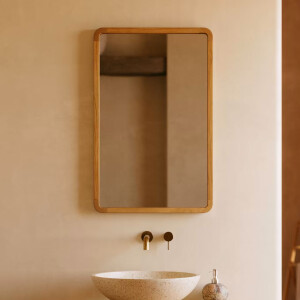 Kave Home Spiegel 'Shamel' Teakhout, 70 x 45cm, kleur Naturel
