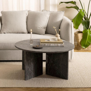 Bendt Ronde Salontafel 'Shaunika' Marmer, 90cm, kleur Bruin