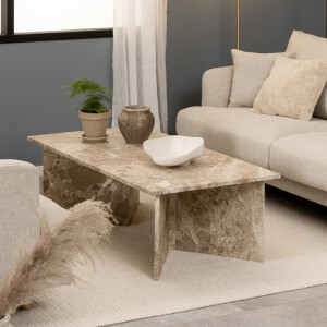 Bendt Salontafel 'Shaunika' Marmer, 140 x 70cm, kleur lattebruin