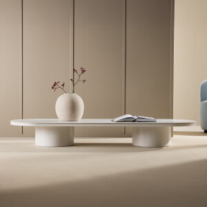 Nohr Ovale Salontafel 'Shundrika' MDF Steenlook, 190 x 60cm, kleur Grijs