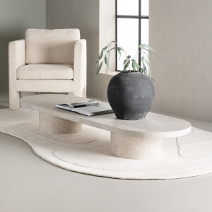 Nohr Ovale Salontafel 'Shundrika' 190 x 60cm, MDF Marmerlook, kleur Grijs