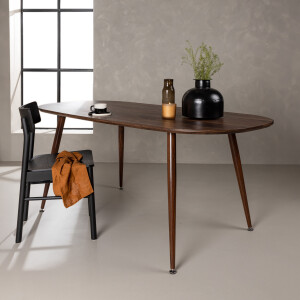 Nohr Deens Ovale Eettafel 'Siarra' MDF, 180 x 90cm, kleur donkerbruin