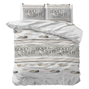 Dekbedovertrek Good Night - Lits-Jumeaux (240x220 Cm) - Wit Polyester-katoen - Tekst - Sleeptime Elegance - Dekbed-Discounter.nl