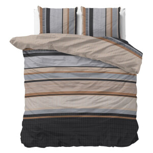 Dekbedovertrek Marina - Tweepersoons (200x200 Cm) - Meerkleurig Polyester-katoen - Strepen - Sleeptime Elegance - Dekbed-Discounter.nl