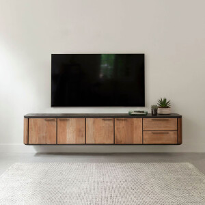DTP Home Hangend TV-meubel 'Soho' Teakhout en betonlook, 230cm