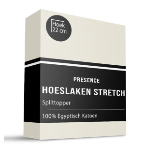 Splittopper Hoeslaken - Egyptisch Katoen Stretch - Creme - 160x200 cm - Creme - Presence - Dekbed-Discounter.nl
