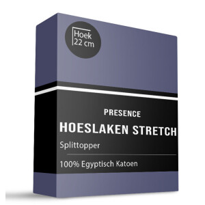 Splittopper Hoeslaken - Egyptisch Katoen Stretch - Navy - 180x200cm - Blauw - Presence - Dekbed-Discounter.nl