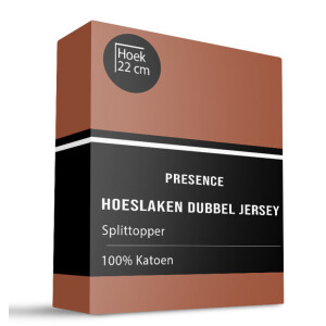 Splittopper Hoeslaken - Katoen Dubbel Jersey - Cognac - 160x200cm - Bruin - Presence - Dekbed-Discounter.nl