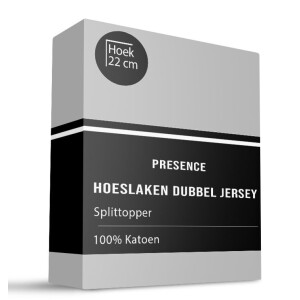 Splittopper Hoeslaken - Katoen Dubbel Jersey - Lichtgrijs - 160x200cm - Grijs - Presence - Dekbed-Discounter.nl