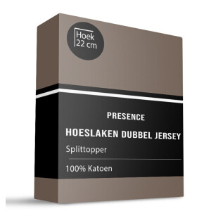 Splittopper Hoeslaken - Katoen Dubbel Jersey - Taupe - 190x200cm - Taupe - Presence - Dekbed-Discounter.nl