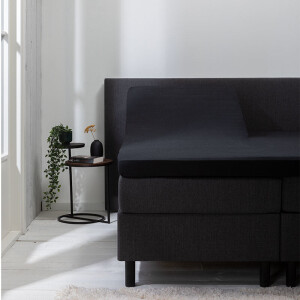Splittopper Hoeslaken - Luna Stretch - 2-PACK - Zwart - 160x200cm - Zwart - Luna Bedding - Dekbed-Discounter.nl