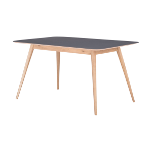 Stafa table houten eettafel whitewash - met linoleum tafelblad nero - 200 x 90 cm