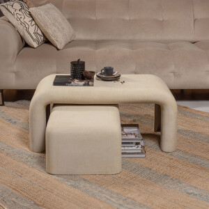 WOOOD Salontafel 'Stani' Set van 2 stuks, Betonlook, 92 x 42cm