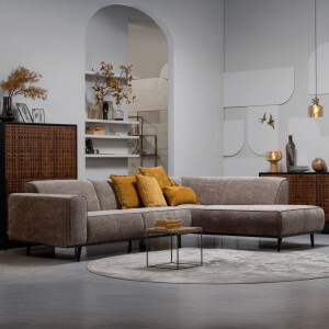 WOOOD Hoekbank 'Statement' Rechts, Rib, kleur Taupe