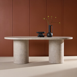 Nohr Ovale Eettafel 'Shundrika' Marmerlook, 200 x 100cm, kleur Grijs