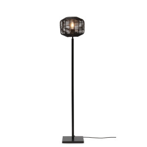 GOOD&MOJO Vloerlamp 'Tanami' Bamboe en rotan, 130cm, kleur Zwart