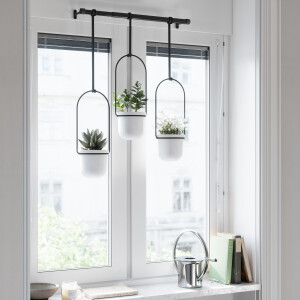 Umbra Hangende Bloempot 'Triflora' Set van 3 stuks, kleur Wit
