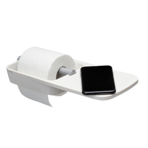 Tiger Tess Toiletrolhouder - met planchet - zelfklevend/boren - wit/lichtgrijs 1329120146