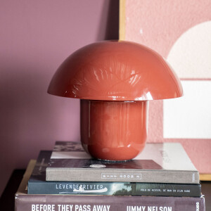 By-Boo Tafellamp 'Toad' 27cm hoog, kleur Koraalrood