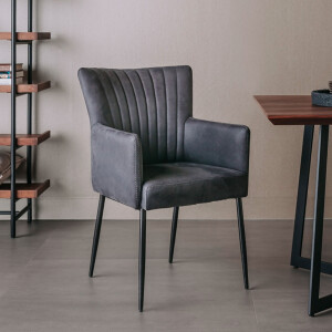 Tower Living Eetkamerstoel 'Toledo' Met armleuning, PU leder, kleur Antraciet