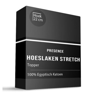 Topper Hoeslaken - Egyptisch Katoen Stretch - Antraciet - 140x200 cm - Zwart - Presence - Dekbed-Discounter.nl
