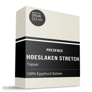 Topper Hoeslaken - Egyptisch Katoen Stretch - Creme - 190x200 cm - Creme - Presence - Dekbed-Discounter.nl