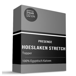 Topper Hoeslaken - Egyptisch Katoen Stretch - Grijs - 90x200 cm - Grijs - Presence - Dekbed-Discounter.nl