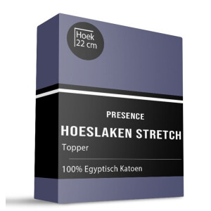 Topper Hoeslaken - Egyptisch Katoen Stretch - Navy - 90x200 cm - Blauw - Presence - Dekbed-Discounter.nl