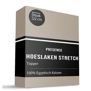 Topper Hoeslaken - Egyptisch Katoen Stretch - Taupe - 90x200 cm - Taupe - Presence - Dekbed-Discounter.nl