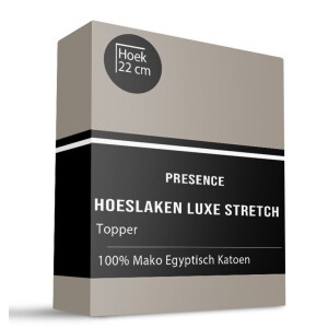 Topper Hoeslaken - Mako Egyptisch Katoen - 90x200 cm - Taupe - Presence - Dekbed-Discounter.nl