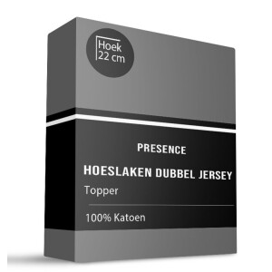 Topper Hoeslaken - Katoen Dubbel Jersey - 190x200cm - Antraciet - Presence - Dekbed-Discounter.nl