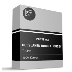 Topper Hoeslaken - Katoen Dubbel Jersey - 190x200cm - Lichtgrijs - Presence - Dekbed-Discounter.nl