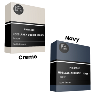 Topper Hoeslaken - Katoen Dubbel Jersey - 190x200cm - Navy - Presence - Dekbed-Discounter.nl