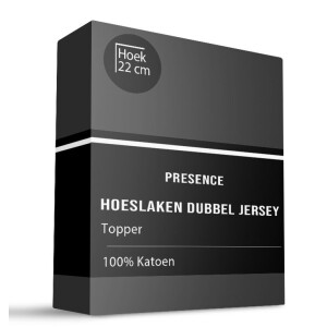 Topper Hoeslaken - Katoen Dubbel Jersey - 190x200cm - Zwart - Presence - Dekbed-Discounter.nl