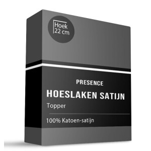Topper Hoeslaken - Katoen Satijn - Antraciet - 90x200cm - Antraciet - Dekbed Discounter - Dekbed-Discounter.nl