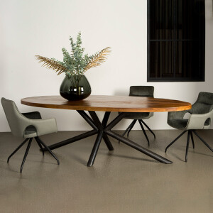 Tower Living Ovale Eettafel 'Selva' Mangohout, 220 x 110cm, kleur Naturel
