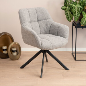 Sohome Draaibare Eetkamerstoel 'Almar' Bouclé, kleur Lichtgrijs