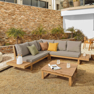 Kave Home Loungeset 'Flaviina' Massief Acaciahout