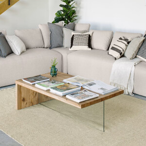 Kave Home Salontafel 'Tulsi' Eiken / glas, 120 x 70cm